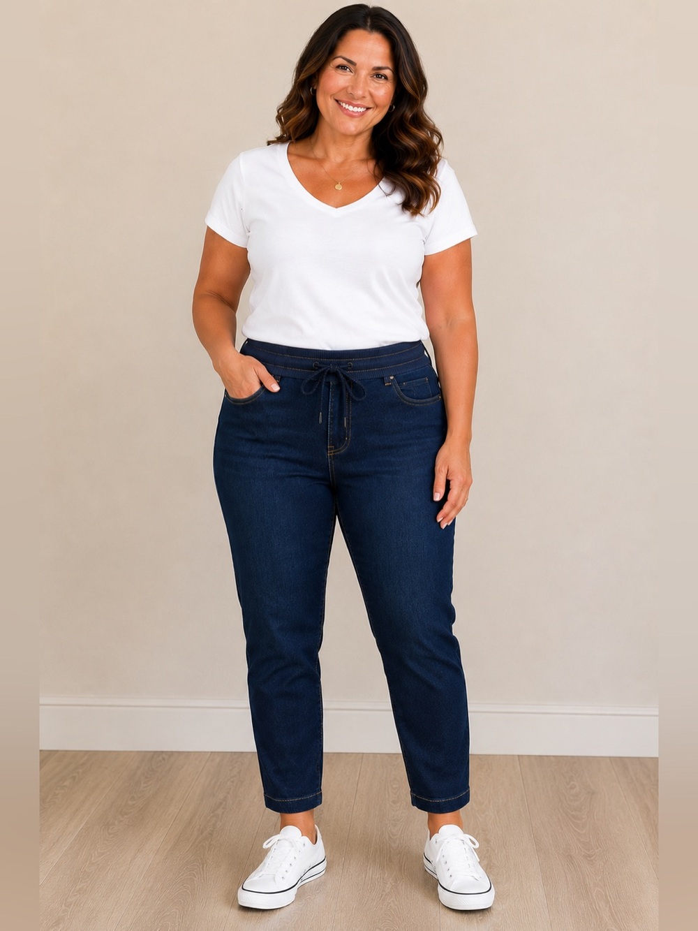 Woman Within Denim Jogger Jeans 16W Petite Pull On Stretch Waist